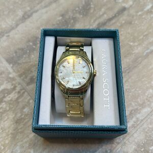 NEW Laura Scott Gold tone watch pearl face